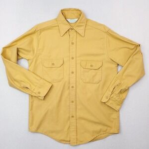 Vintage Arctic Shirt Mens Medium Yellow Button Up Long Sleeve Workwear Made USA